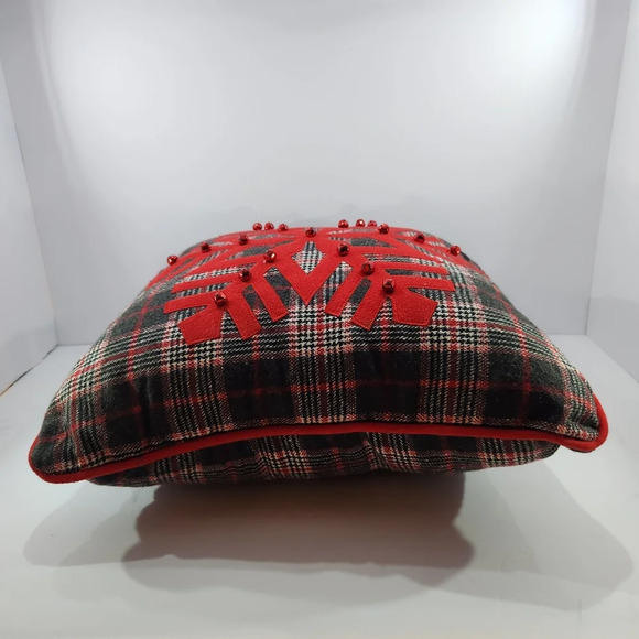 Snowflake Jingle Bells Holiday Winter Christmas Decorative Throw Pillow - Picture 2 of 4